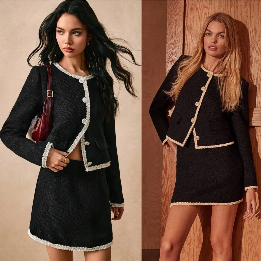 Veronica Beard Mabel Tweed Jacket Blazer Navy Ivory Trim Size 12 - Picture 15 of 16